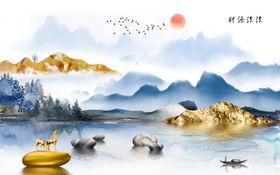 新中式意境水墨山水装饰画