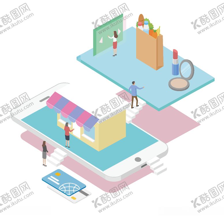 编号：49732404300045088788【酷图网】源文件下载-立体手机购物场景