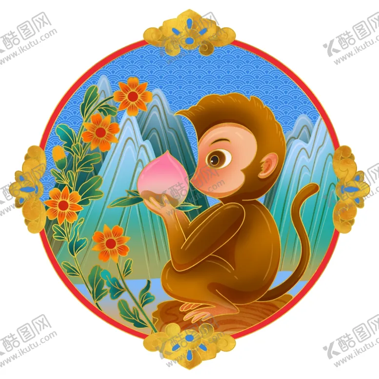 编号：66628204301741545340【酷图网】源文件下载-十二生肖猴插画