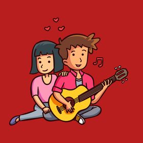 手绘情侣恋人