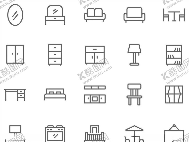 编号：41425509282330444881【酷图网】源文件下载-线性家具图标