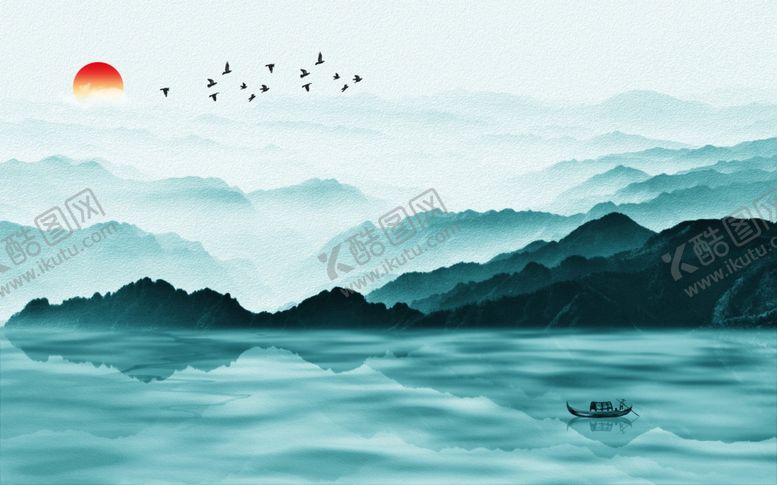 编号：84382209290922115587【酷图网】源文件下载-水墨山水背景墙