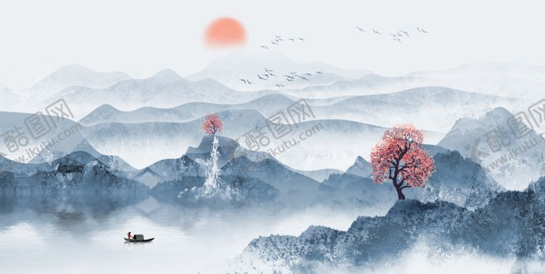 编号：72727501250915591302【酷图网】源文件下载-水墨山水画