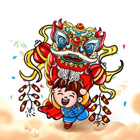 编号：17529609230313271734【酷图网】源文件下载-新年狮子插画