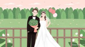 小清新婚纱礼服新郎新娘婚礼插画