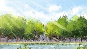 森系插画海报背景