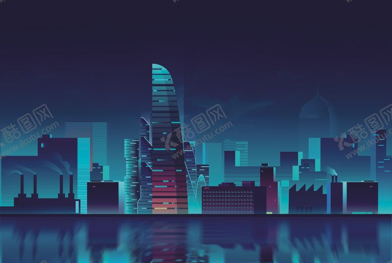 编号：73957304180151278954【酷图网】源文件下载-炫彩城市夜景矢量素材图片