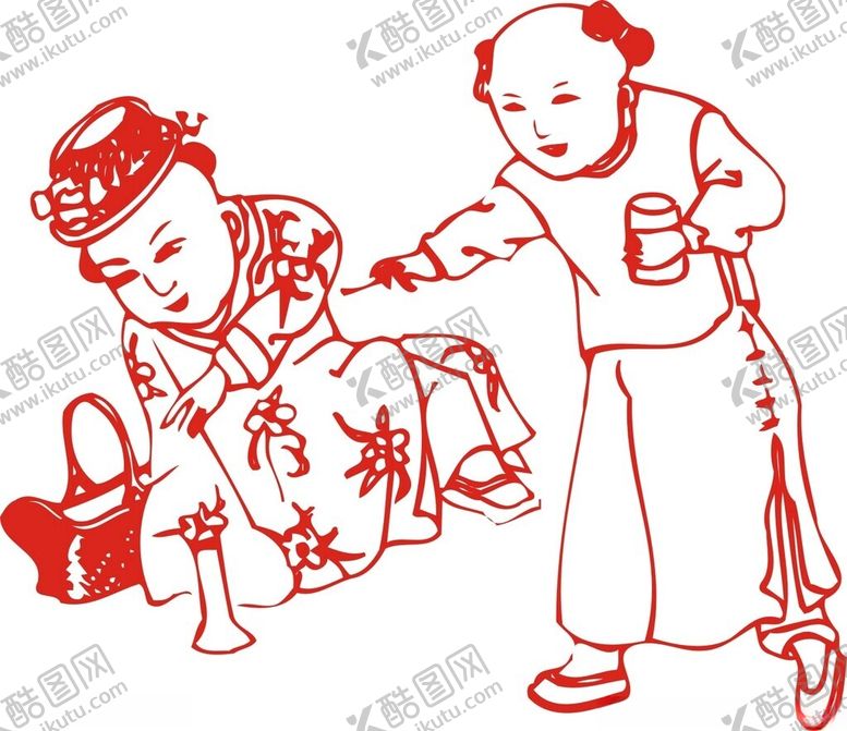 编号：52393401300516544131【酷图网】源文件下载-矢量人物剪纸