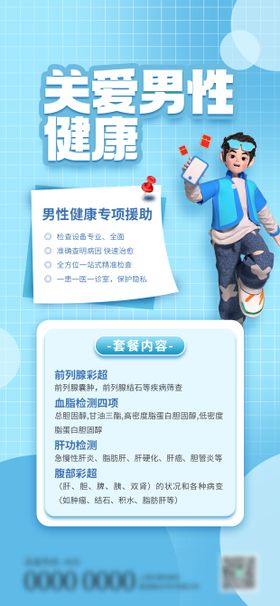 关爱男性健康专属体检套餐海报