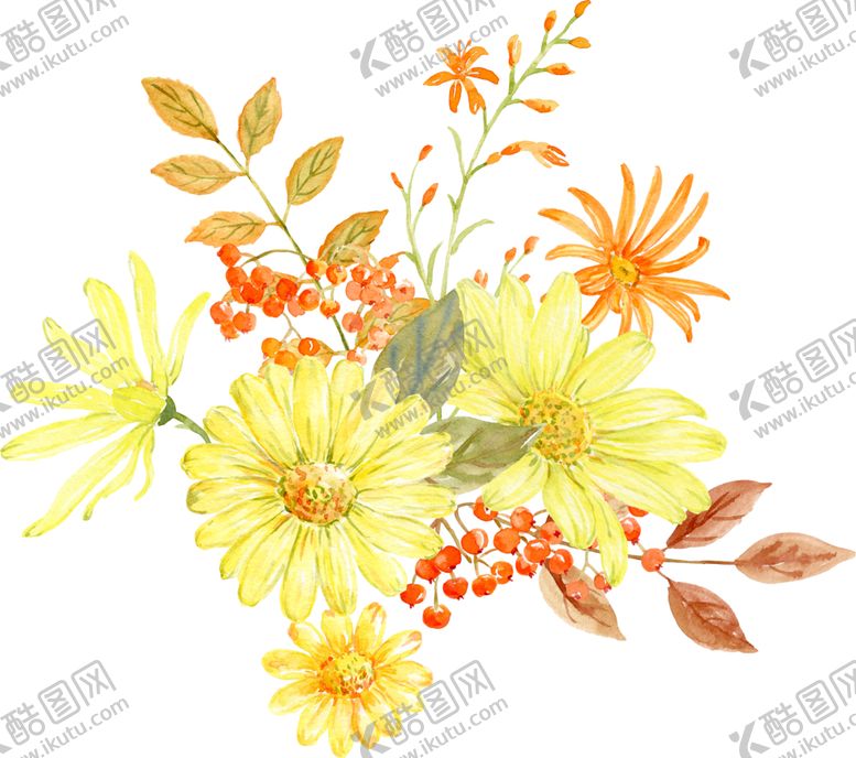 编号：37115009250308565187【酷图网】源文件下载-鲜艳水彩花朵装饰