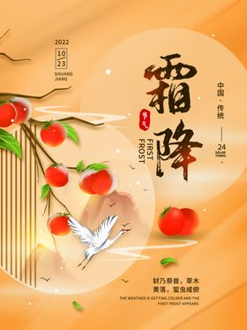 霜降二十四节气简约海报