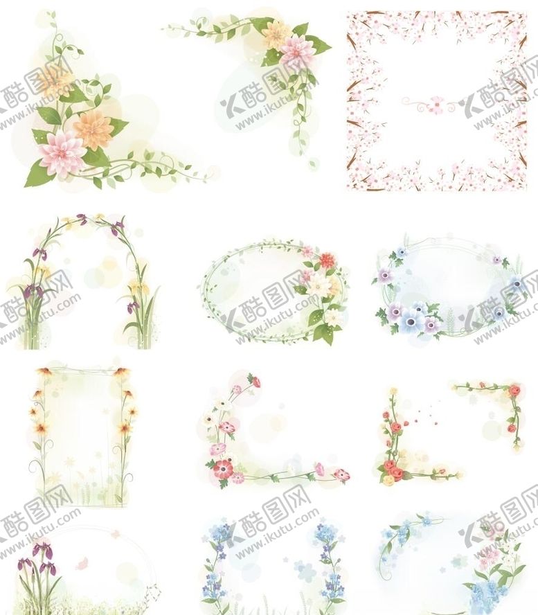 编号：89201107072244535313【酷图网】源文件下载-花草边框花环