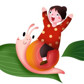 蜗牛女孩插画