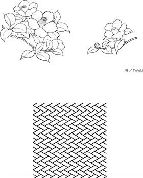 日本线描植物花卉矢量素材