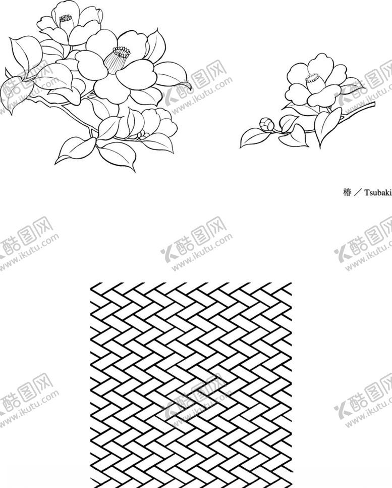 编号：13532107140434411797【酷图网】源文件下载-日本线描植物花卉矢量素材