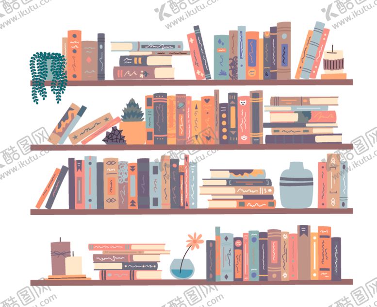 编号：10246501042238493431【酷图网】源文件下载-书架书籍插图