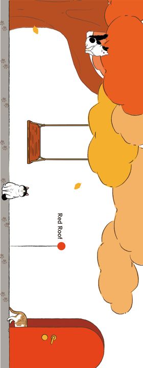 秋日落叶枫叶插画手绘猫任意门云朵互动