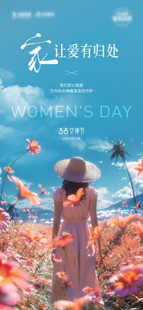 粉色简约地产三八女神节海报