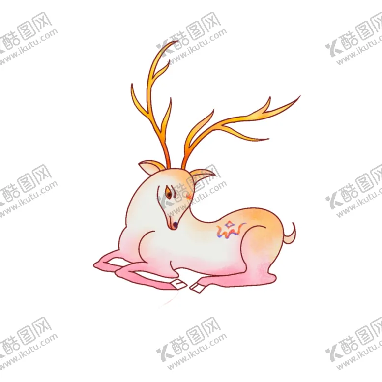 编号：16167312160631024500【酷图网】源文件下载-仙鹿手绘国潮素材