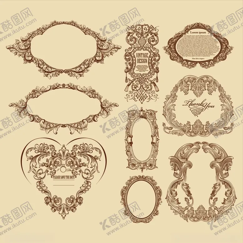 编号：79684304031001502402【酷图网】源文件下载-复古精美装饰边框图案集