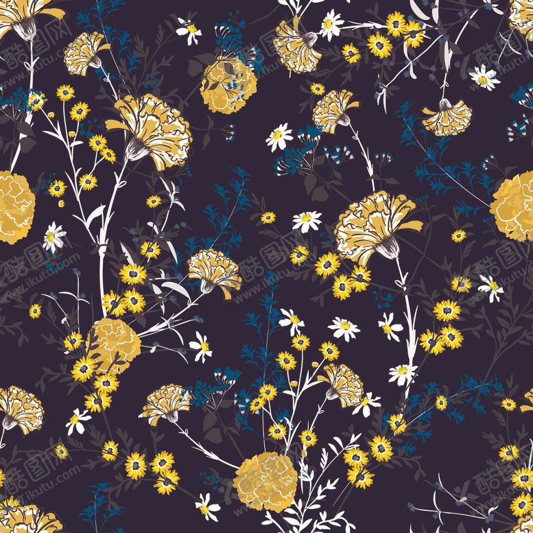 编号：31538809120030571323【酷图网】源文件下载-叶子花卉无缝图案