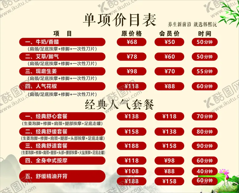 编号：65527601270920166063【酷图网】源文件下载-修脚价目表