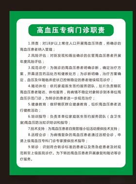 高血压专病门诊职责