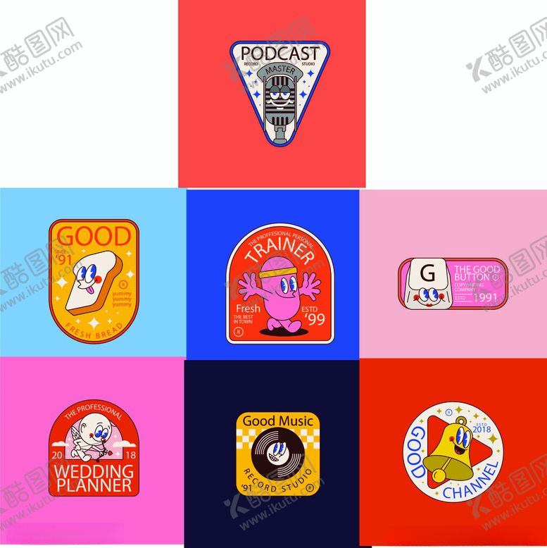 编号：44142906182357173053【酷图网】源文件下载-趣味卡通形象贴纸LOGO标志