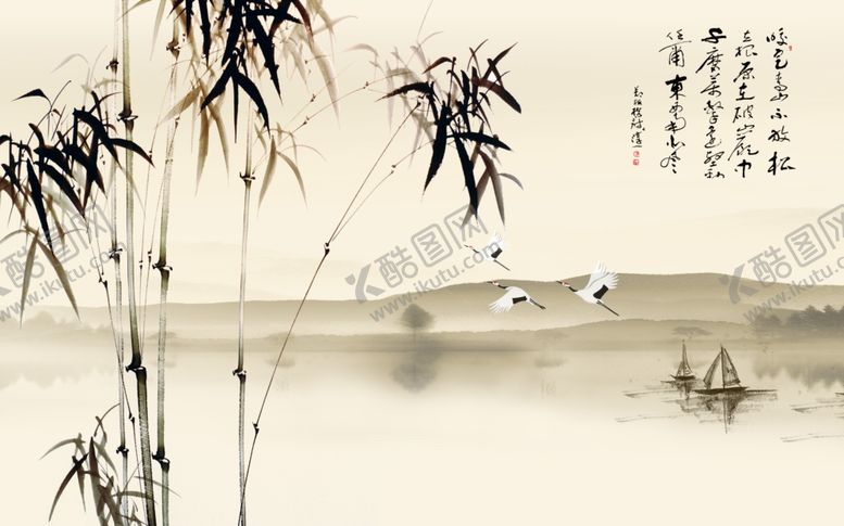编号：87210506282046285513【酷图网】源文件下载-水墨竹背景墙