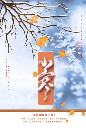 小寒海报文化节日中国传统节气插画