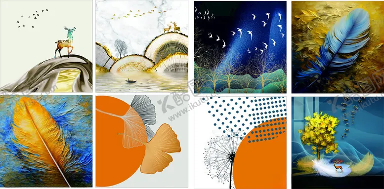 编号：58460804152215561063【酷图网】源文件下载-电视墙多彩艺术插画作品集合