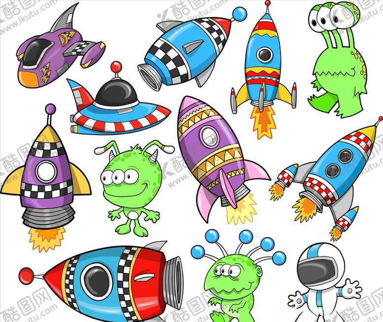 编号：68472110032304376532【酷图网】源文件下载-矢量手绘宇宙飞船