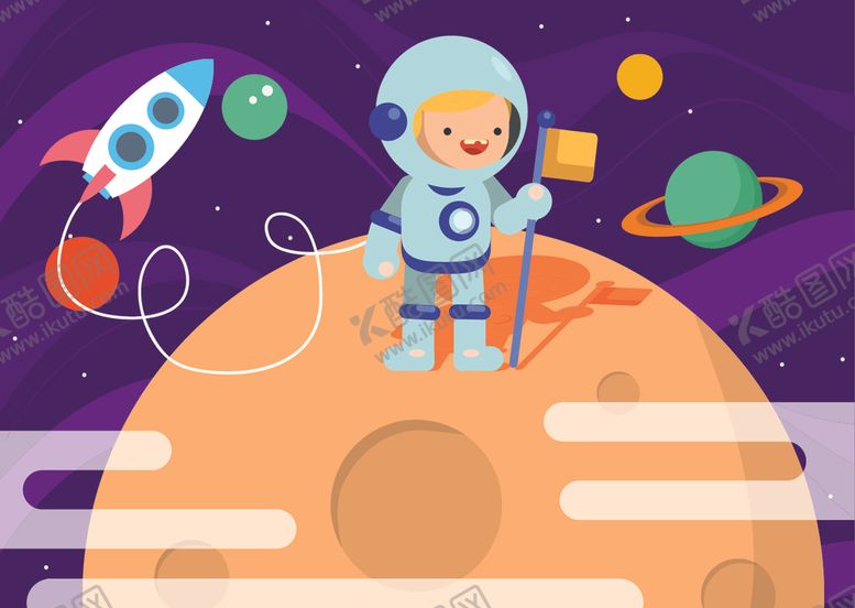 编号：28798510100347172902【酷图网】源文件下载-外太空宇航员主题插画