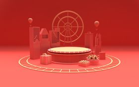 数字300红金底纹微