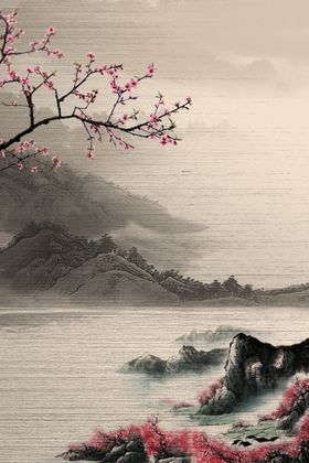 中国风背景挂画山水画传统文化设计