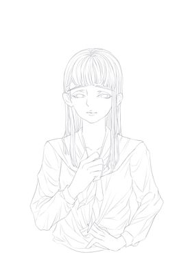 苗族少女线稿