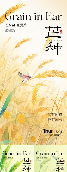 芒种插画系列海报