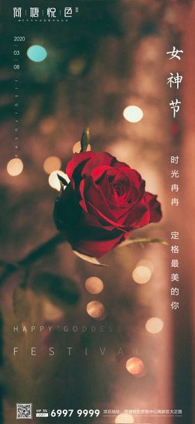 情人节女神节玫瑰花微信朋友圈移动海报