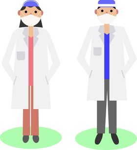 戴口罩的男女医务人员