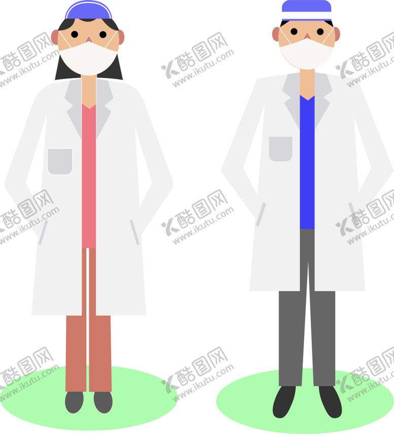 编号：60889107031029314287【酷图网】源文件下载-戴口罩的男女医务人员