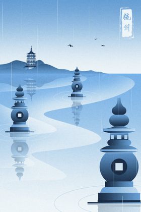 手绘古代建筑图片