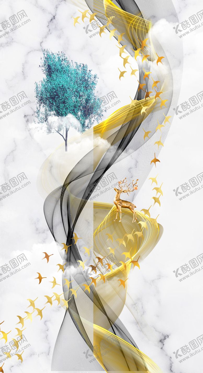 编号：48772001121515066916【酷图网】源文件下载-麋鹿装饰画