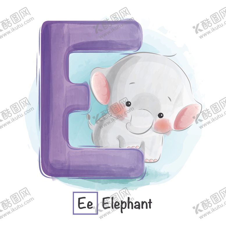 编号：14392310301140063708【酷图网】源文件下载-水彩动物和字母