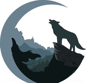 狼性之狼嚎风景插画