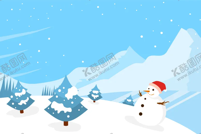 编号：35455912131024577476【酷图网】源文件下载-冬日雪山雪人插画