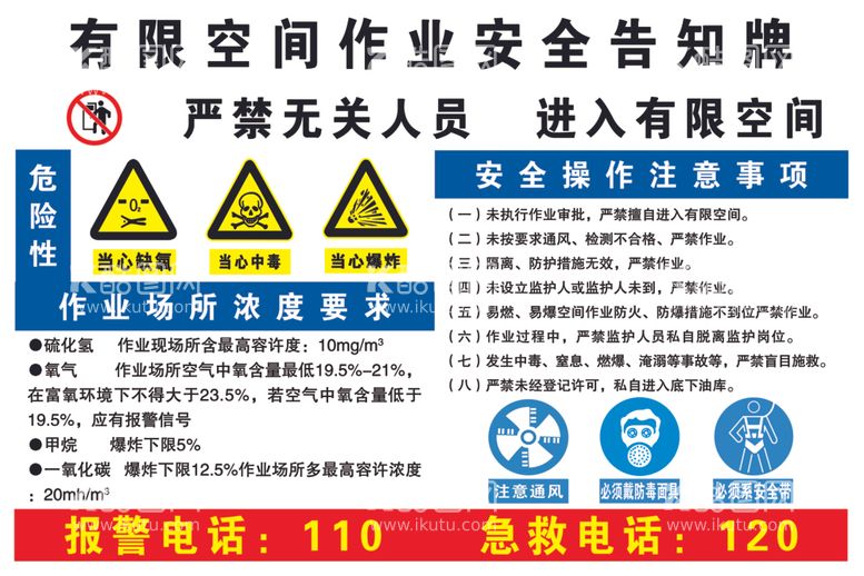 编号：78337512112017281283【酷图网】源文件下载-有限空间告知牌