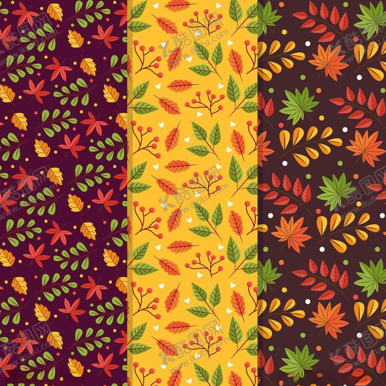 编号：39084104071643217830【酷图网】源文件下载-秋季多彩树叶图案背景