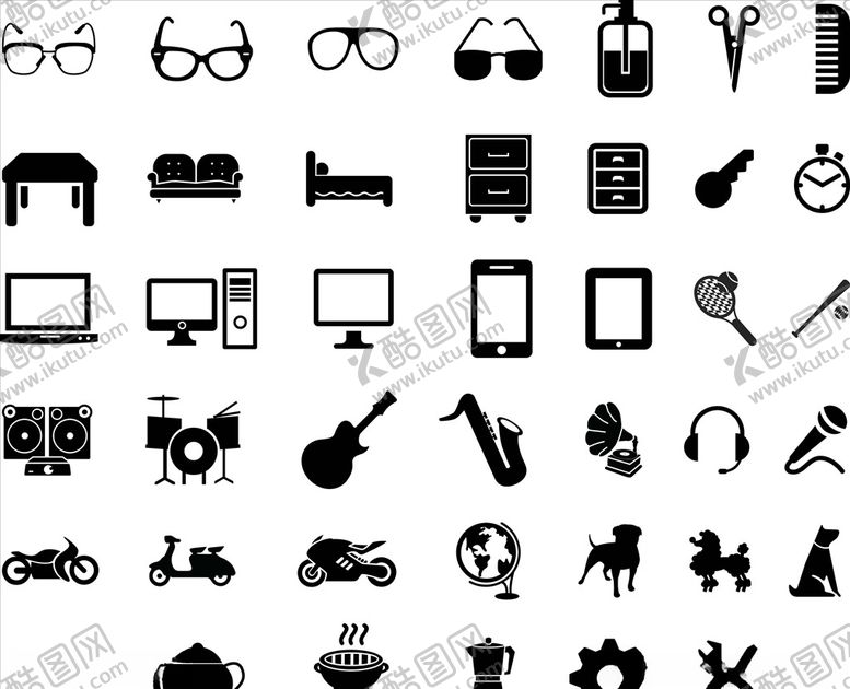 编号：15427509210334536662【酷图网】源文件下载-黑色休闲娱乐图标矢量素材