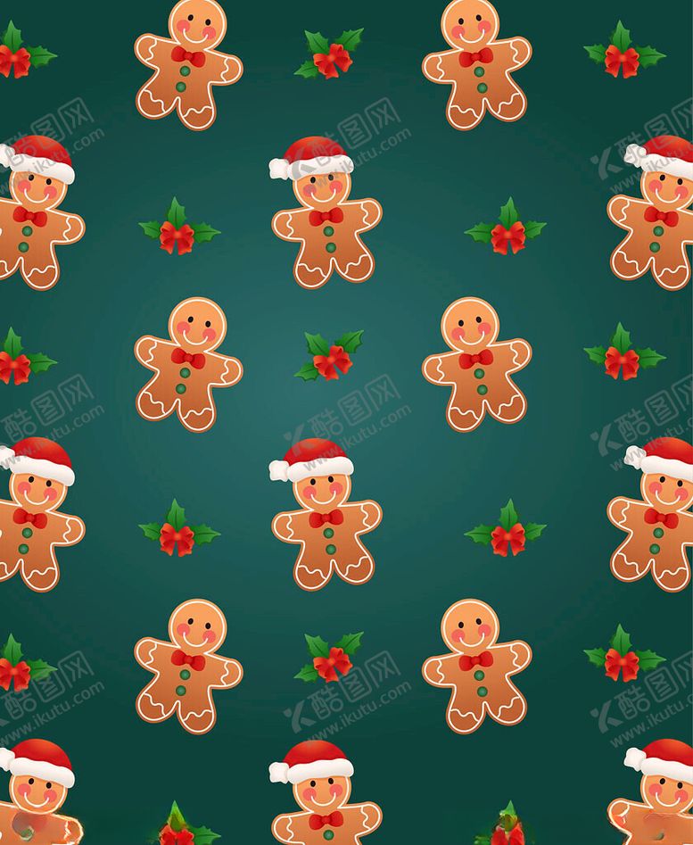 编号：57952904071557523333【酷图网】源文件下载-圣诞姜饼人图案背景
