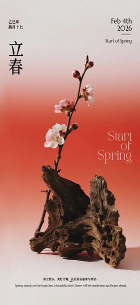 立春节气中式简约手机竖版海报